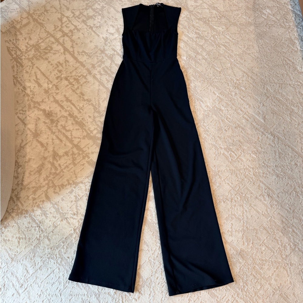 Lulu's Black Sleeveless Wide-Leg Jumpsuit